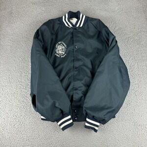 Vtg City Connell Fire Department Quilt Lined Bomber Jacket Blue Made In USA‎ Xl